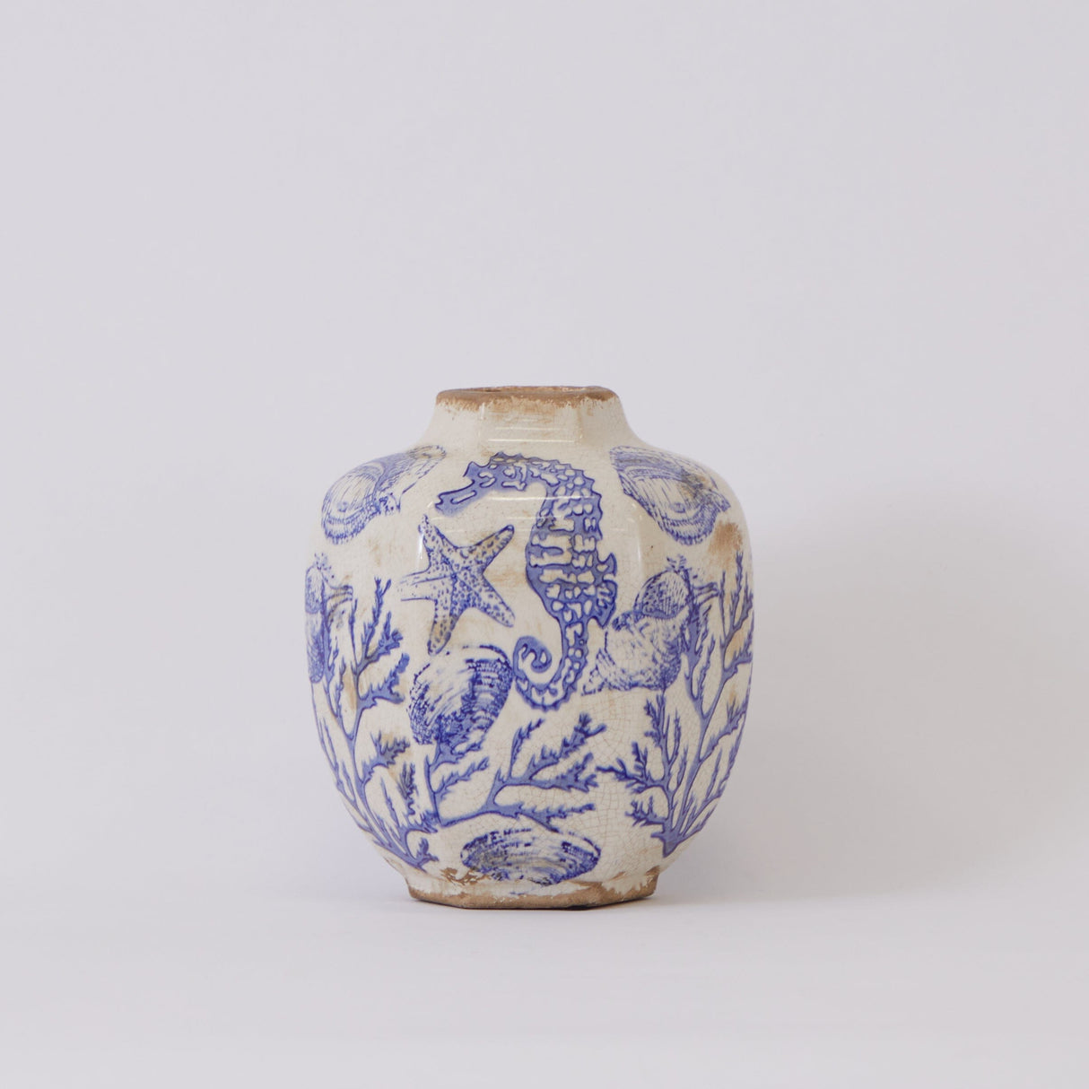 8.5” Nautical Ceramic Decorative Vase-Parc Decor