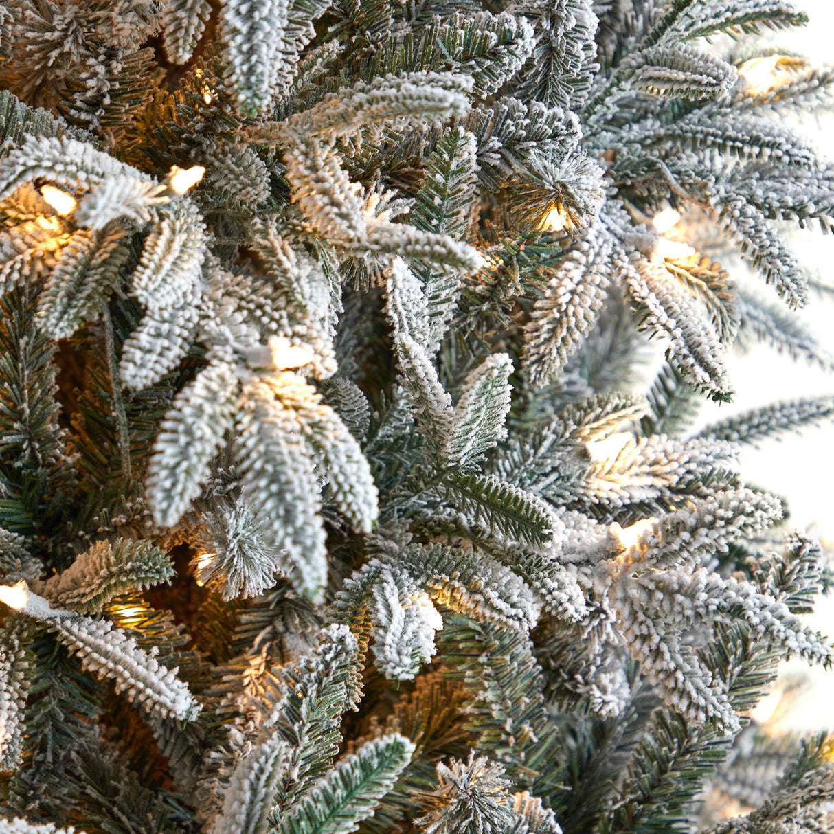 8.5’ Flocked Manchester Spruce Artificial Christmas Tree with 550 Lights and 1317 Bendable Branches-Christmas Tree-Parc Decor