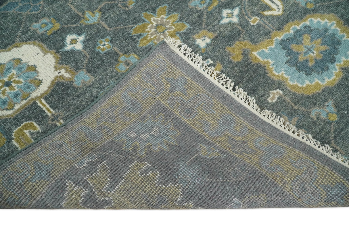 8x10 Beige and Gray Traditional Oushak Hand knotted Oushak Wool Area Rug