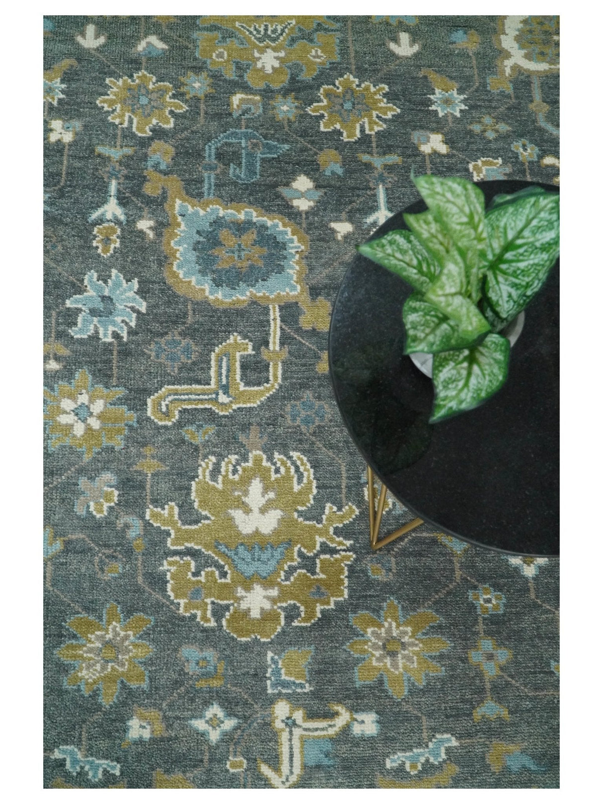 8x10 Beige and Gray Traditional Oushak Hand knotted Oushak Wool Area Rug