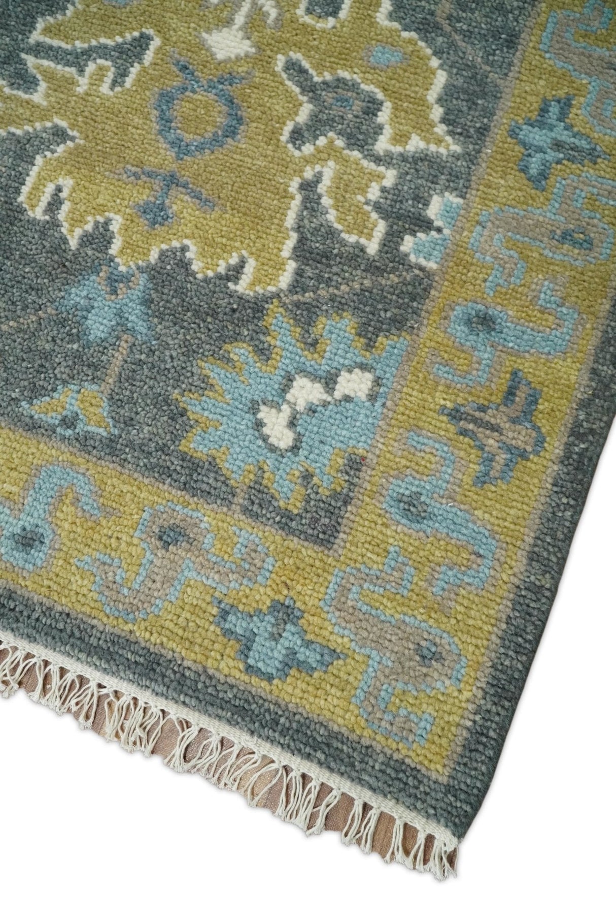 8x10 Beige and Gray Traditional Oushak Hand knotted Oushak Wool Area Rug