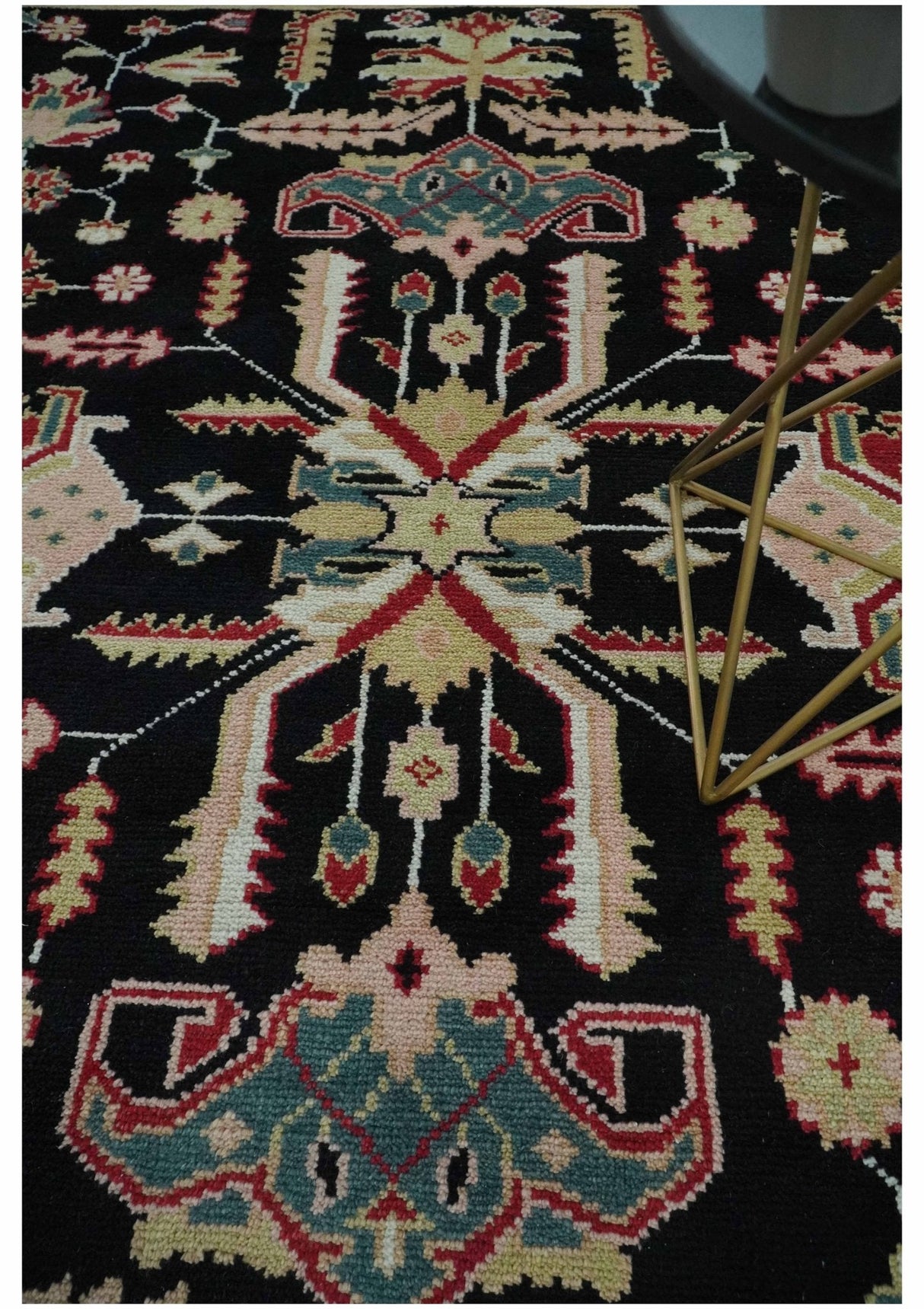 8x10 Black, Rust, and Olive Traditional Oriental Hand Knotted Wool Area Rug