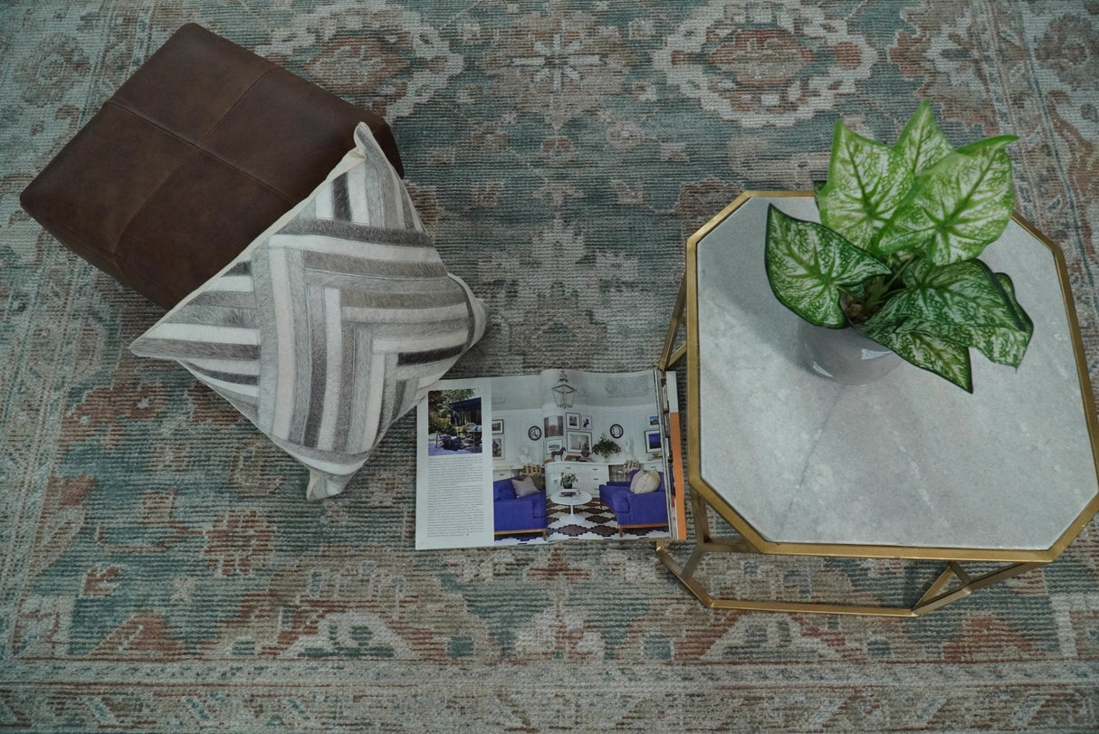 8x10 Green and Ivory Rug | Handmade Floral Area rug made with wool blended with art silk Low Pile | PR03-Area Rug-Parc Decor