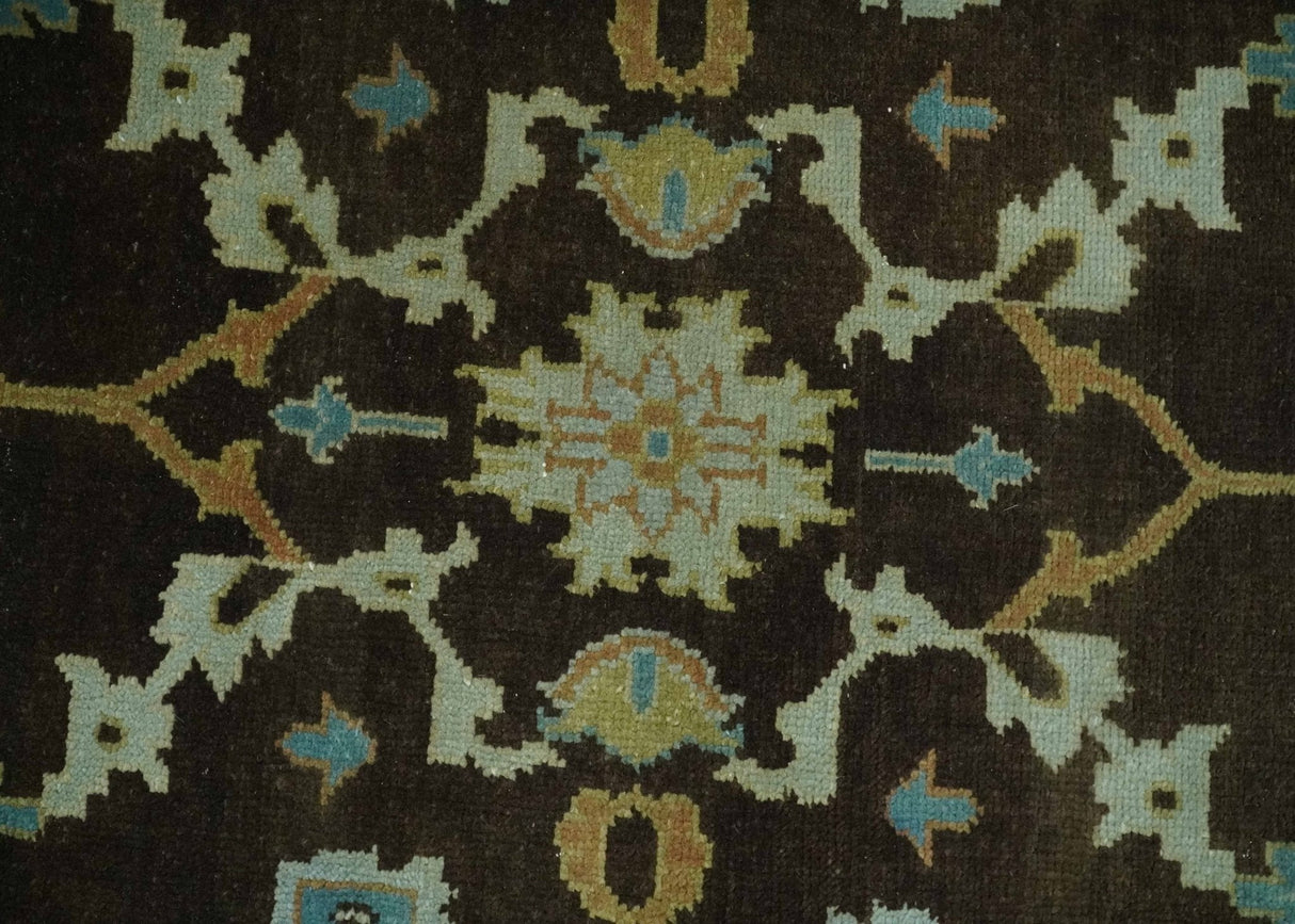 8x10 Hand Knotted Olive and Green Traditional Persian Oushak Wool Rug
