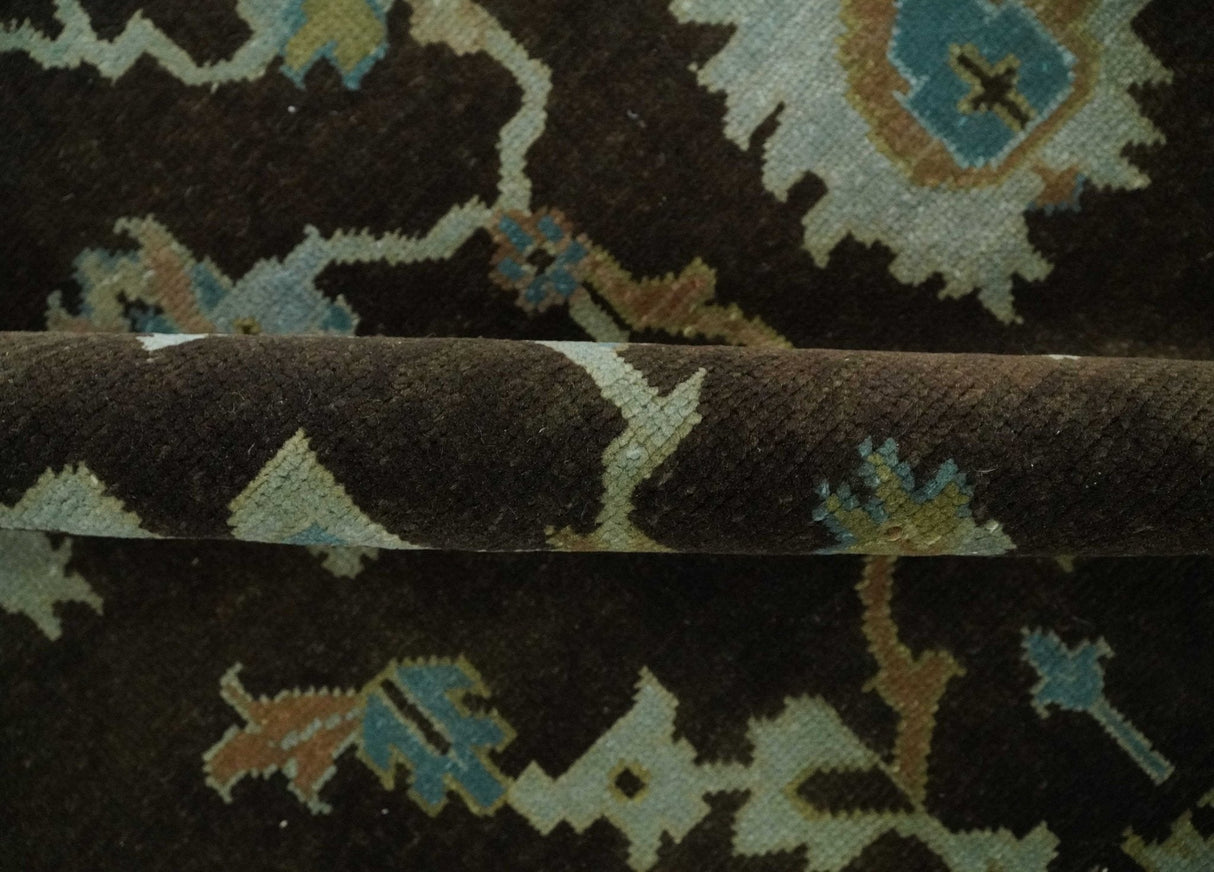 8x10 Hand Knotted Olive and Green Traditional Persian Oushak Wool Rug