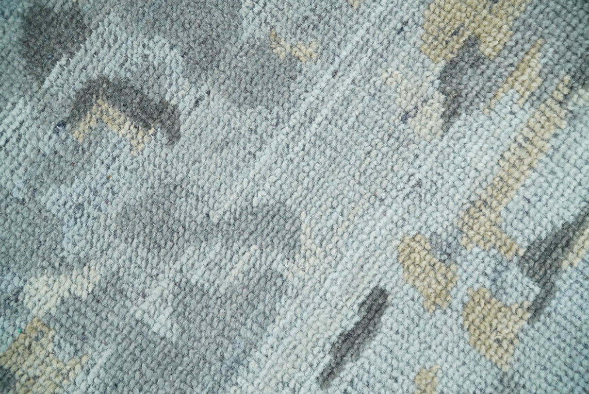 8x10 Hand Knotted Silver and Beige Modern Abstract Low Pile Wool Rug