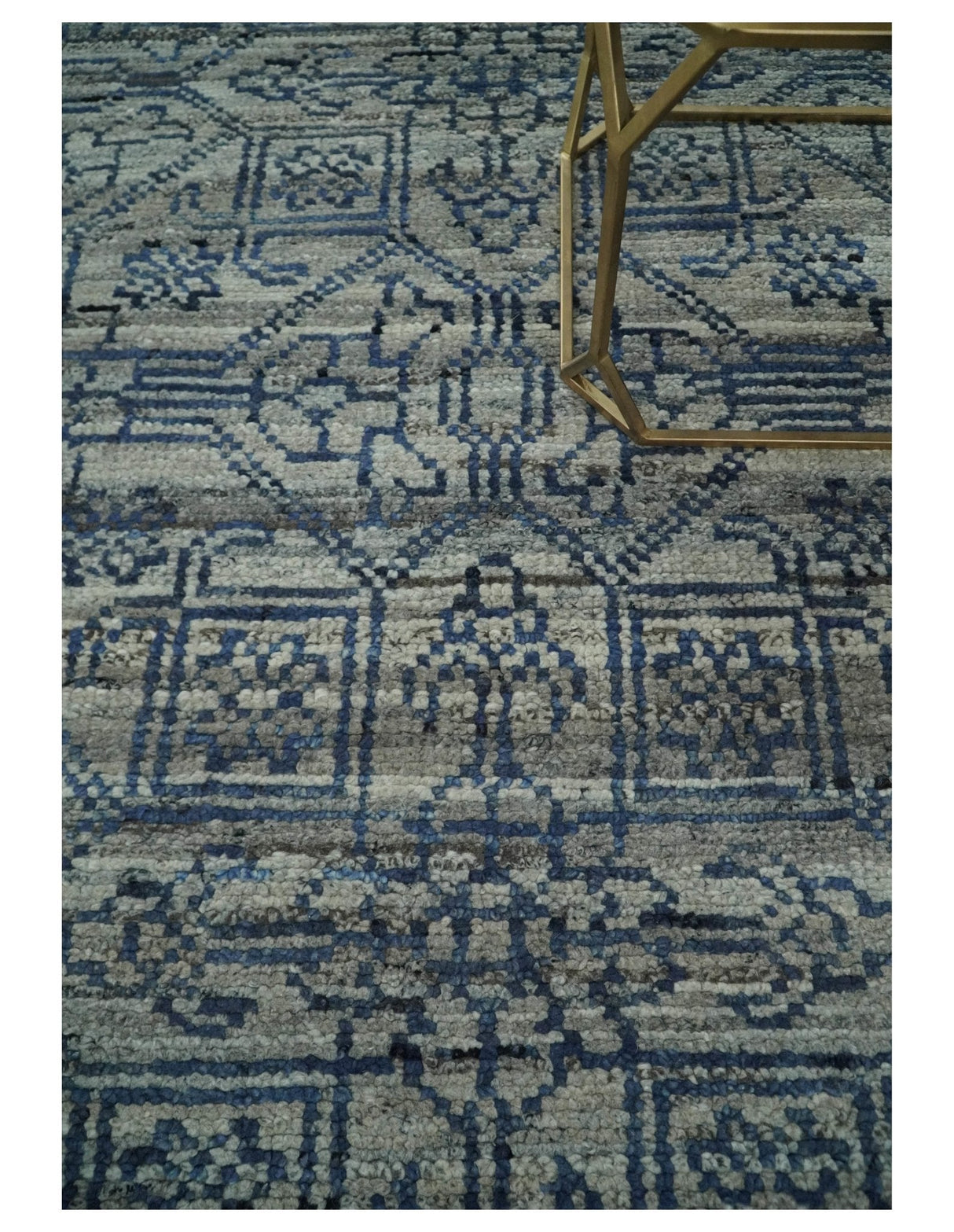 8x10 Hand Knotted Silver and Blue Traditional Persian Area Rug