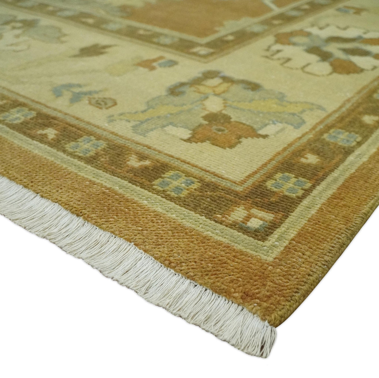 8x10 Hand Knotted Traditional Oushak Rust and Beige Area Rug