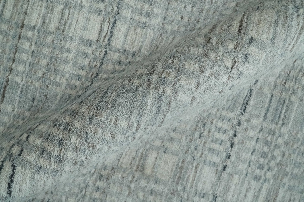 8x10 Hand Made Shaded Beige and Gray Blended Wool Flatwoven Area Rug