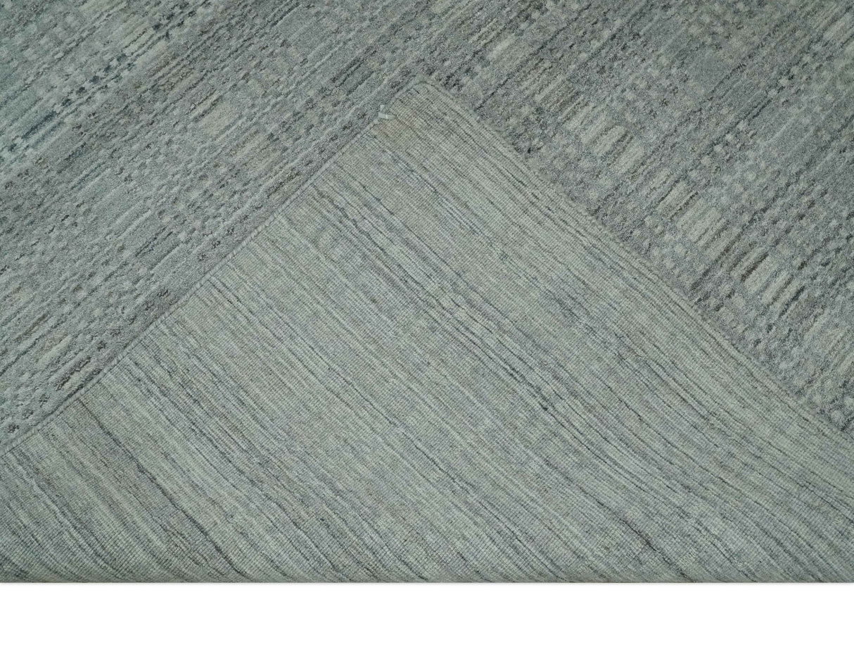 8x10 Hand Made Shaded Beige and Gray Blended Wool Flatwoven Area Rug