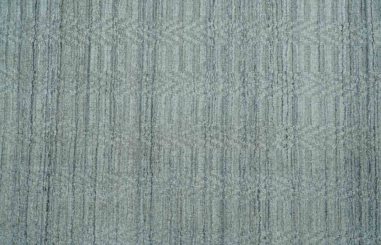 8x10 Hand Made Solid Silver And Gray Blended Wool Flatwoven Area Rug