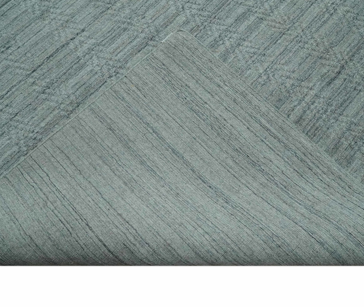 8x10 Hand Made Solid Silver And Gray Blended Wool Flatwoven Area Rug