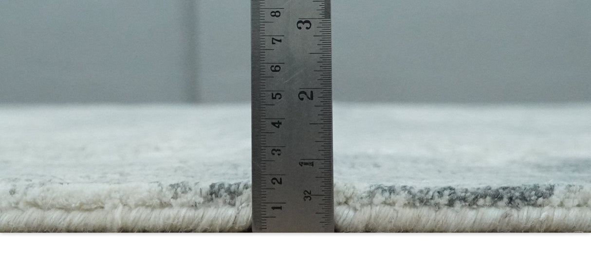 8x10 Ivory, Silver and Charcoal Modern Abstract Hand Loomed Blended wool and Art silk Area Rug-Area Rug-Parc Decor