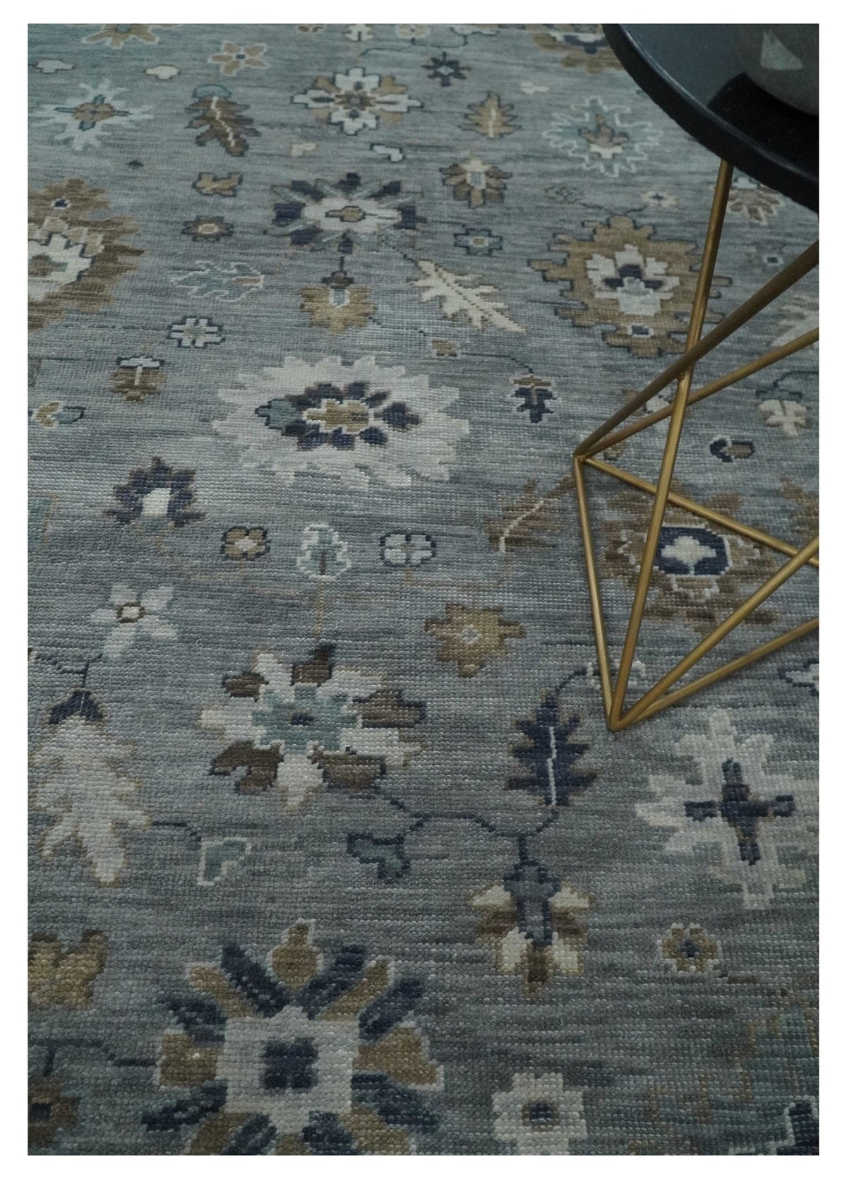8x10 Traditional Gray and Brown Antique Style Floral Hand knotted Wool Area Rug