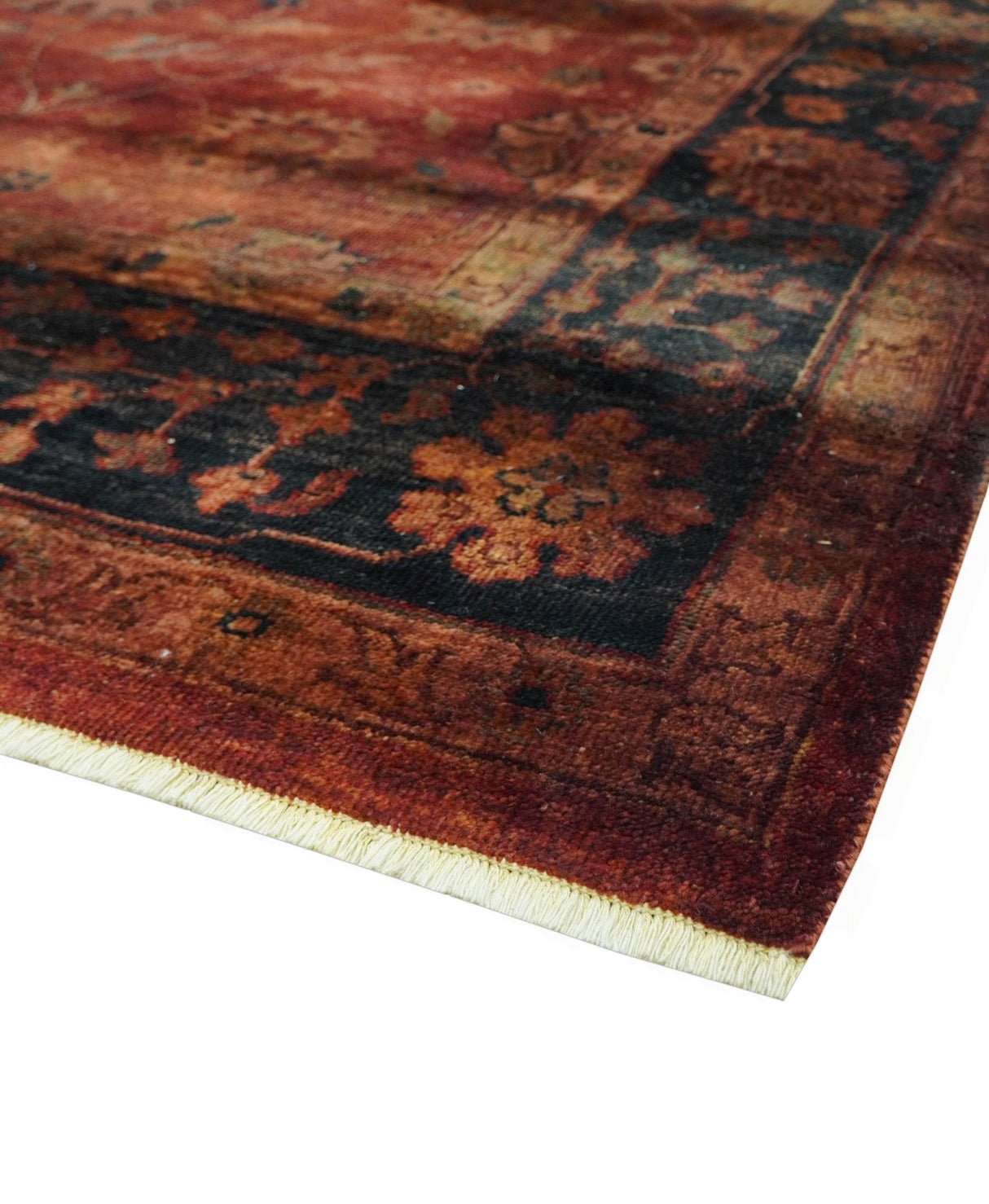 8x10 Traditional Overdyed Red And Black Hand Knotted Wool Area Rug