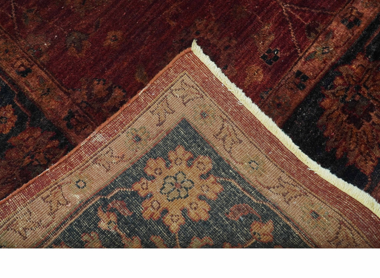 8x10 Traditional Overdyed Red And Black Hand Knotted Wool Area Rug