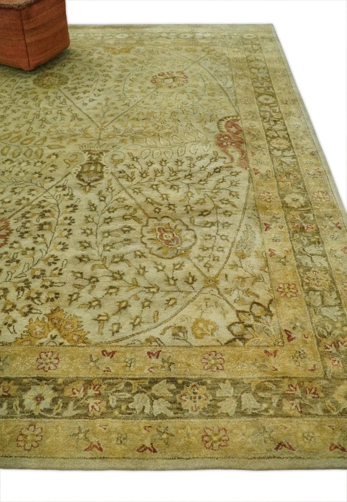 8x11 Vintage Persian Design Brown and Beige Hand Tufted Wool Area Rug