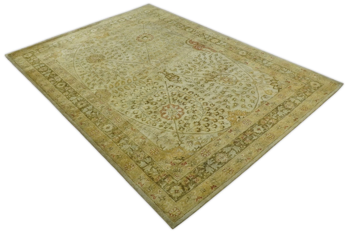 8x11 Vintage Persian Design Brown and Beige Hand Tufted Wool Area Rug