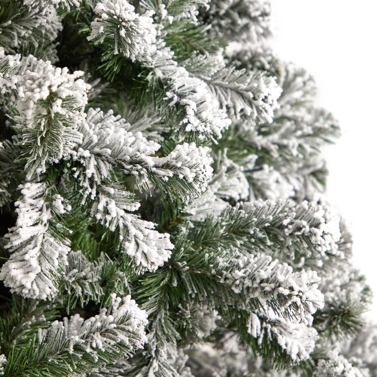9' Flocked West Virginia Fir Christmas Tree with 650 Clear LED Lights and 1320 Bendable Branches-Parc Decor