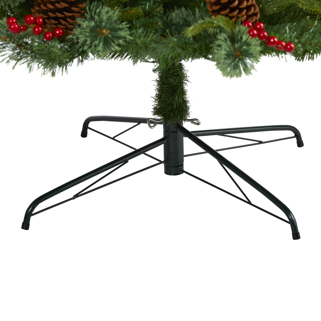 9’ Norway Mixed Pine Artificial Christmas Tree with 650 Clear LED Lights, Pine Cones and Berries-Parc Decor