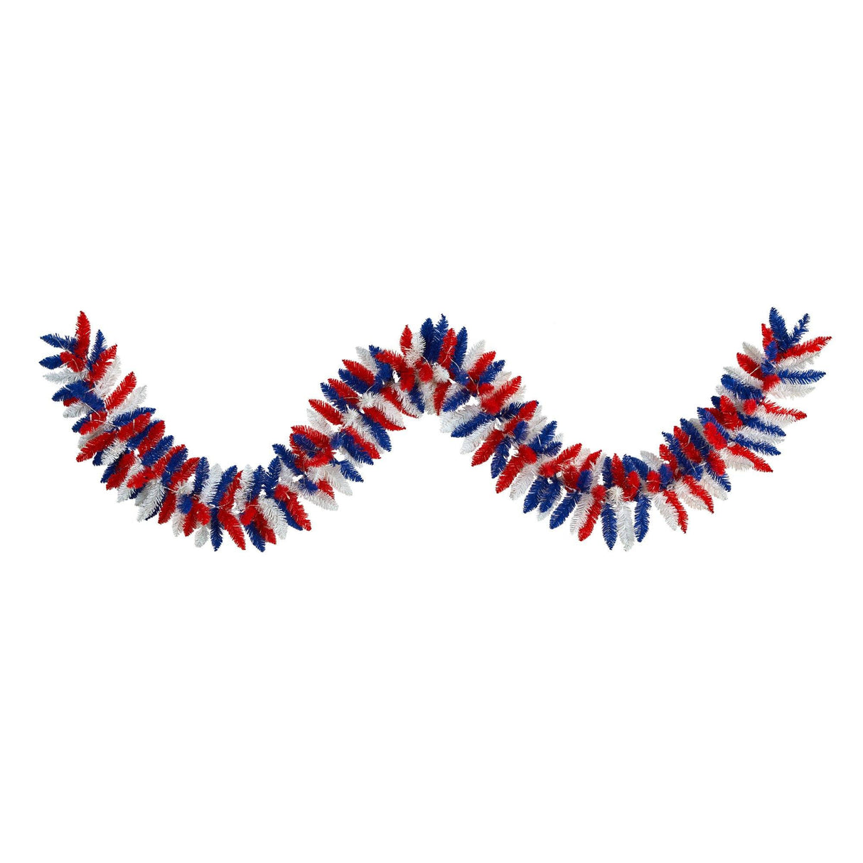 9’ Patriotic “American Flag” Themed Artificial Garland with 50 Warm LED Lights-Parc Decor