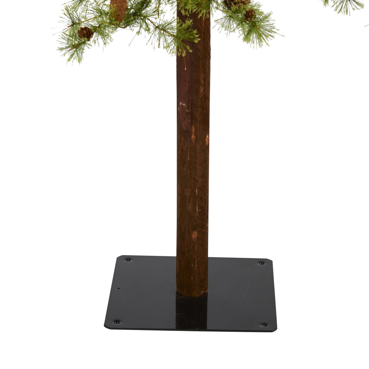 9' Wyoming Alpine Artificial Christmas Tree with 300 Clear (multifunction) LED Lights and Pine Cones on Natural Trunk-Parc Decor