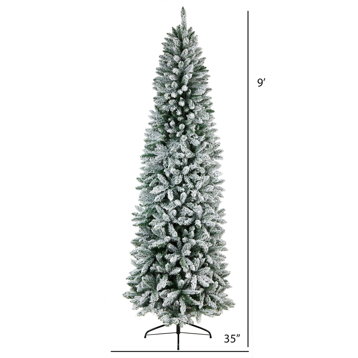 9’ Slim Flocked Montreal Fir Artificial Christmas Tree with 1860 Bendable Branches-Christmas Tree-Parc Decor