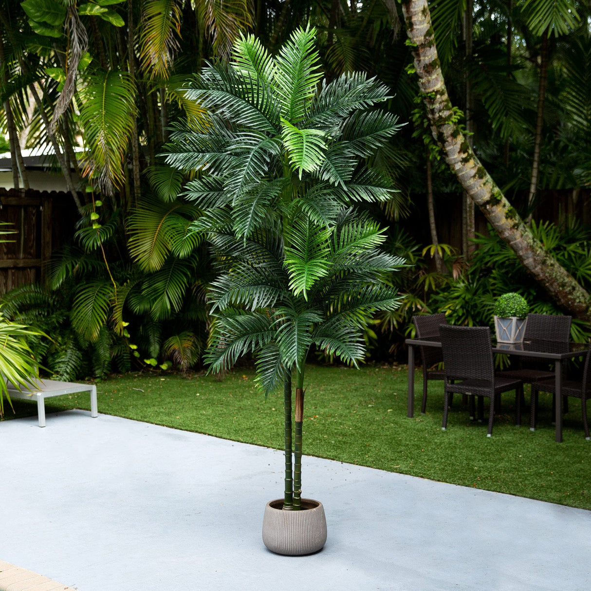 9’ UV Resistant Artificial Double Robellini Palm Tree (Indoor/Outdoor)-Tree-Parc Decor