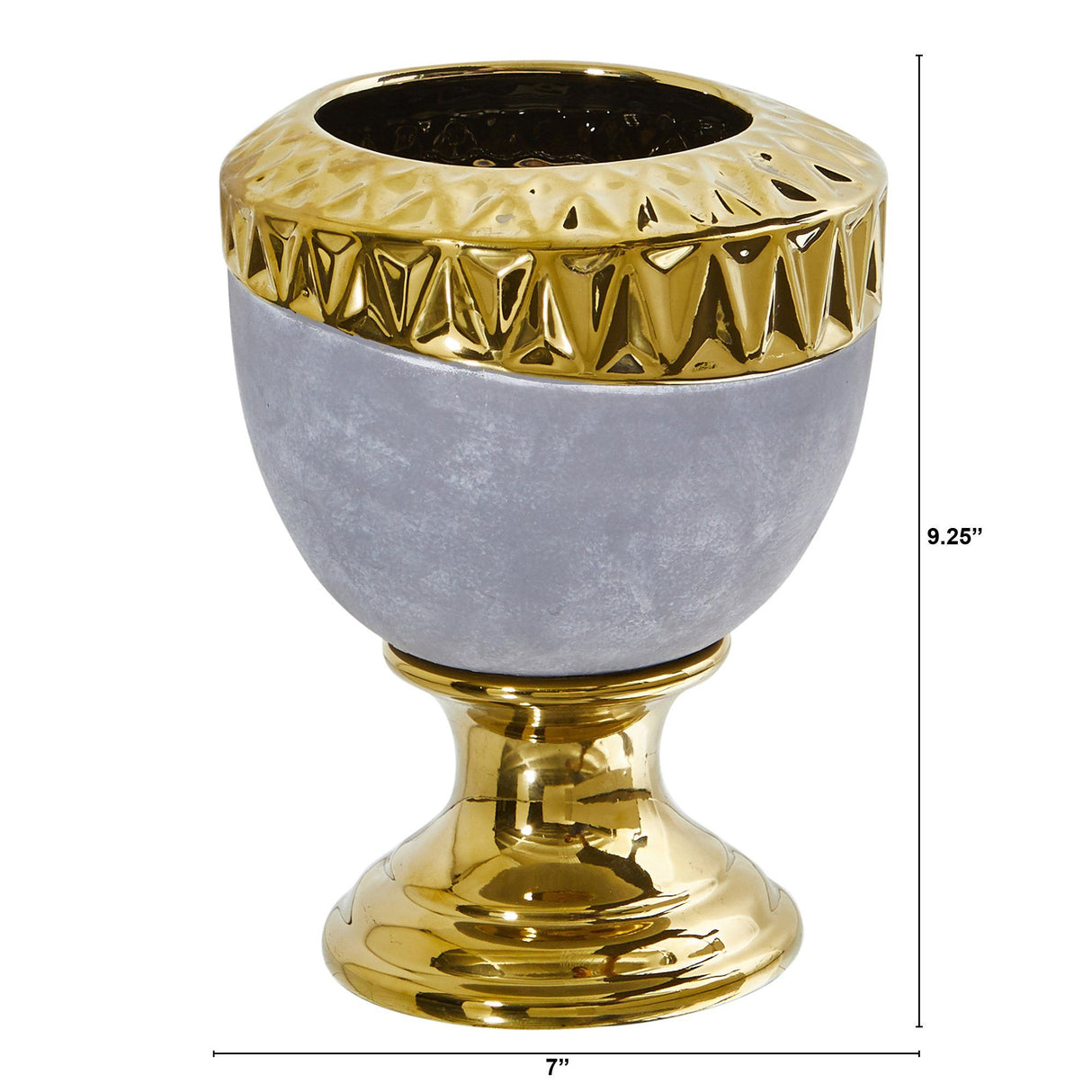 9.25” Regal Stone Urn with Gold Accents-Parc Decor