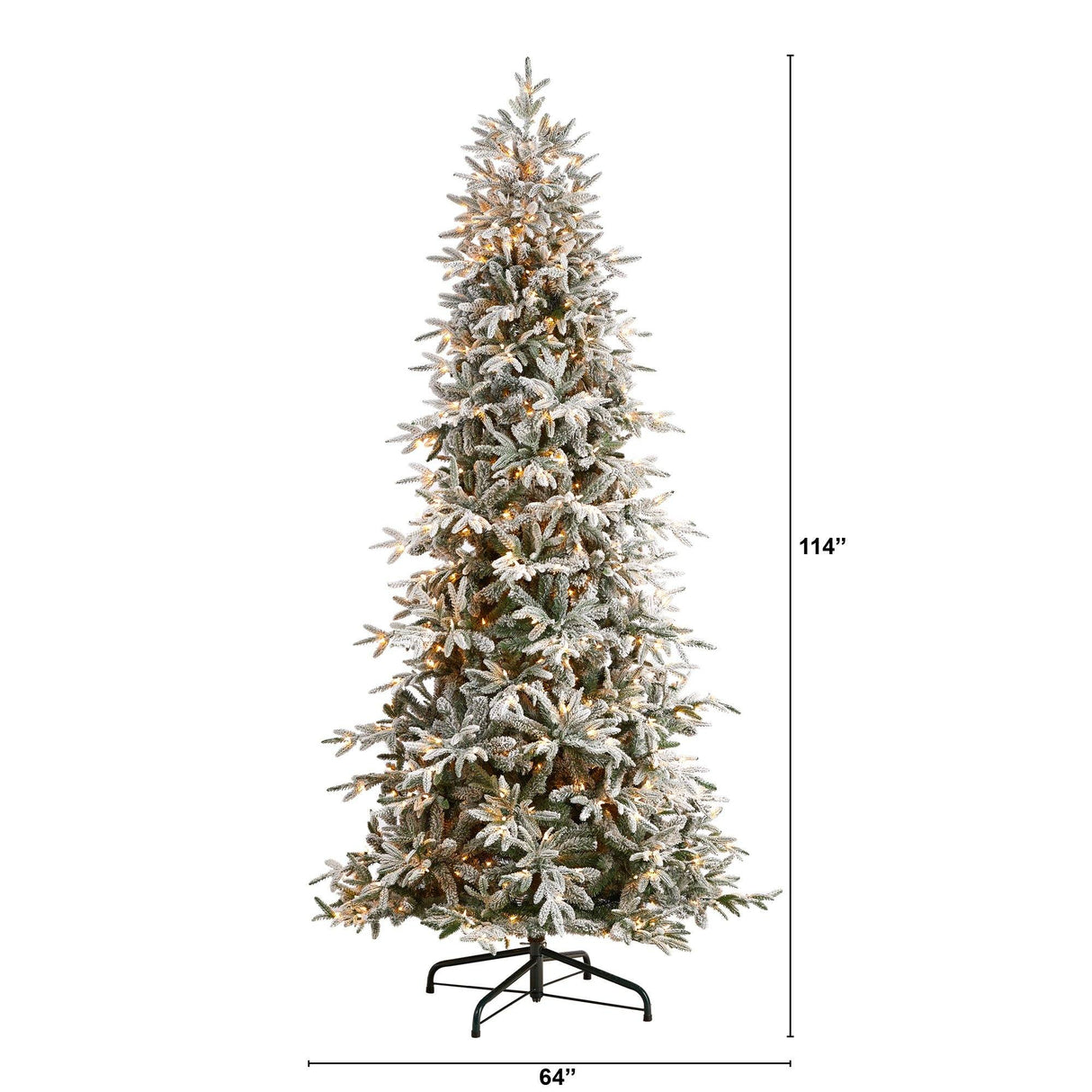 9.5’ Flocked Manchester Spruce Artificial Christmas Tree with 650 Lights and 1733 Bendable Branches-Parc Decor