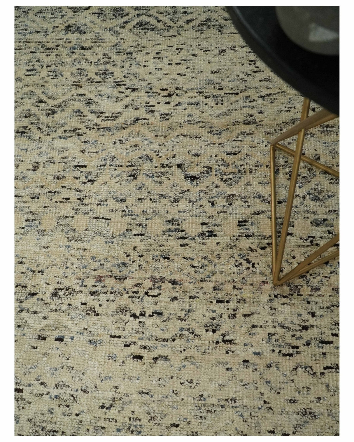 9x12 Hand Knotted Beige and Brown Modern Contemporary Southwestern Trellis Recycled Silk Area Rug