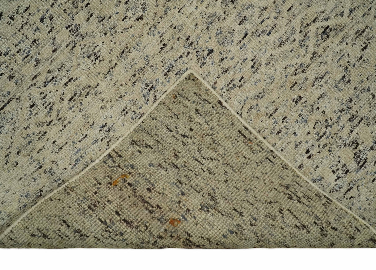 9x12 Hand Knotted Beige and Brown Modern Contemporary Southwestern Trellis Recycled Silk Area Rug