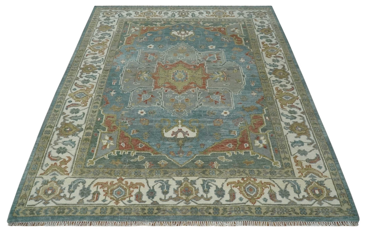 9x12 Silver, Gray and Ivory Hand Knotted Traditional Wool Area Rug