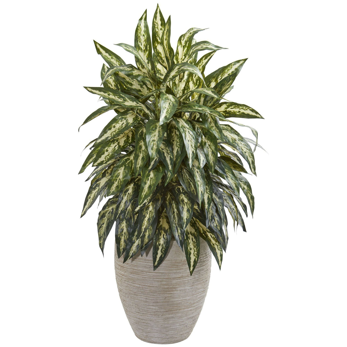 Aglonema Artificial Plant in Sand Colored Planter-Parc Decor