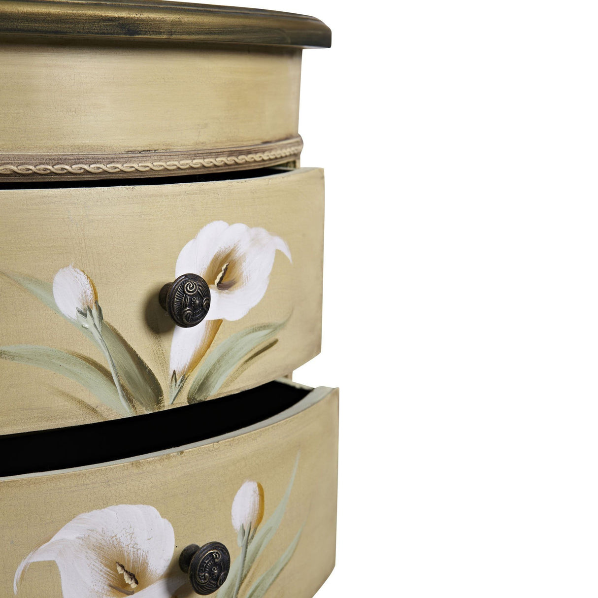 Antique Accessory Table w/Calla Lily Floral Art-Parc Decor