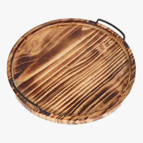 Aria Scorched Wood Serving Tray with Handles-Parc Decor