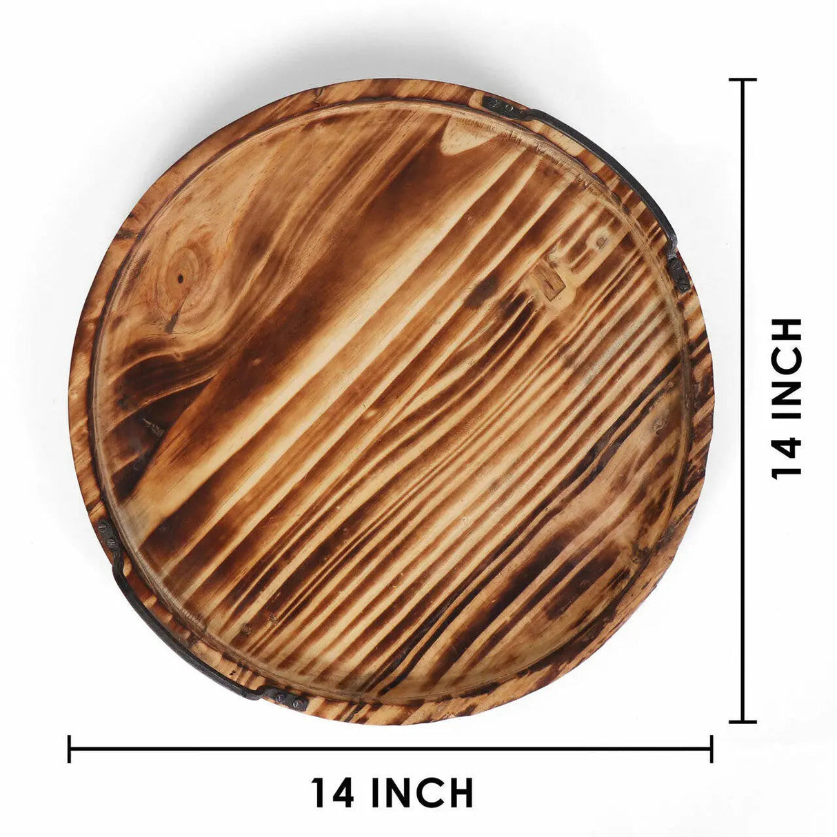 Aria Scorched Wood Serving Tray with Handles-Parc Decor