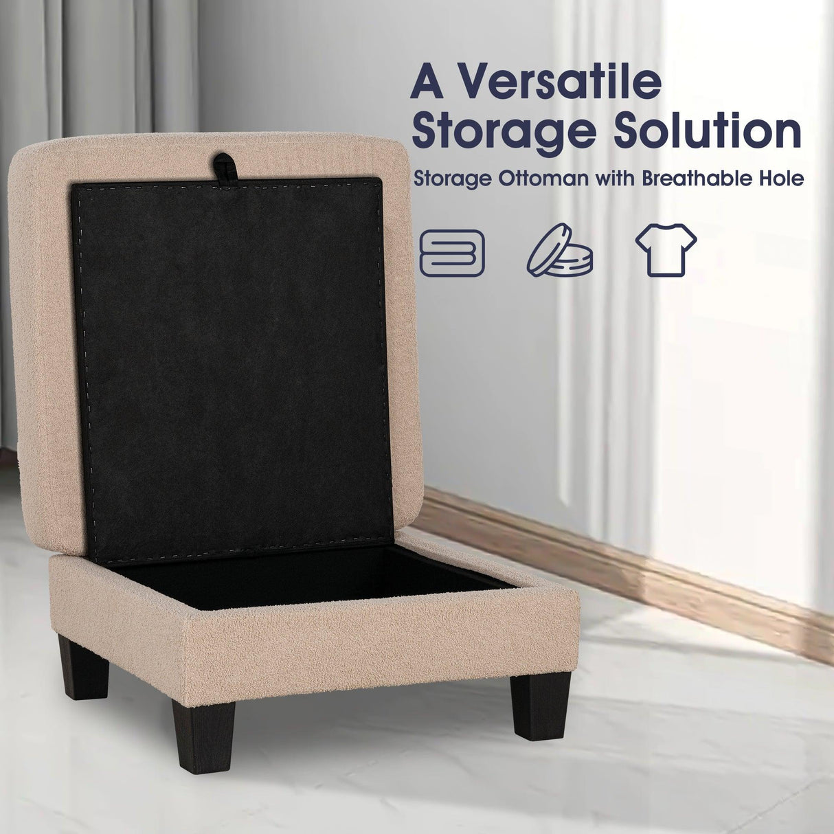 Beige 3-Piece Sofa Set with Storage Ottoman & USB Charging-Parc Decor