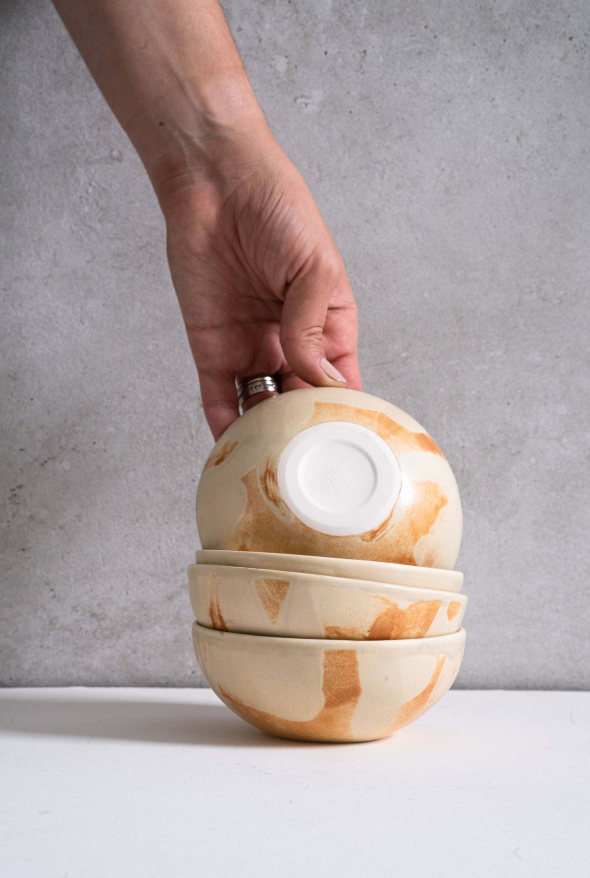 Beige Matte Stoneware Bowl-Parc Decor