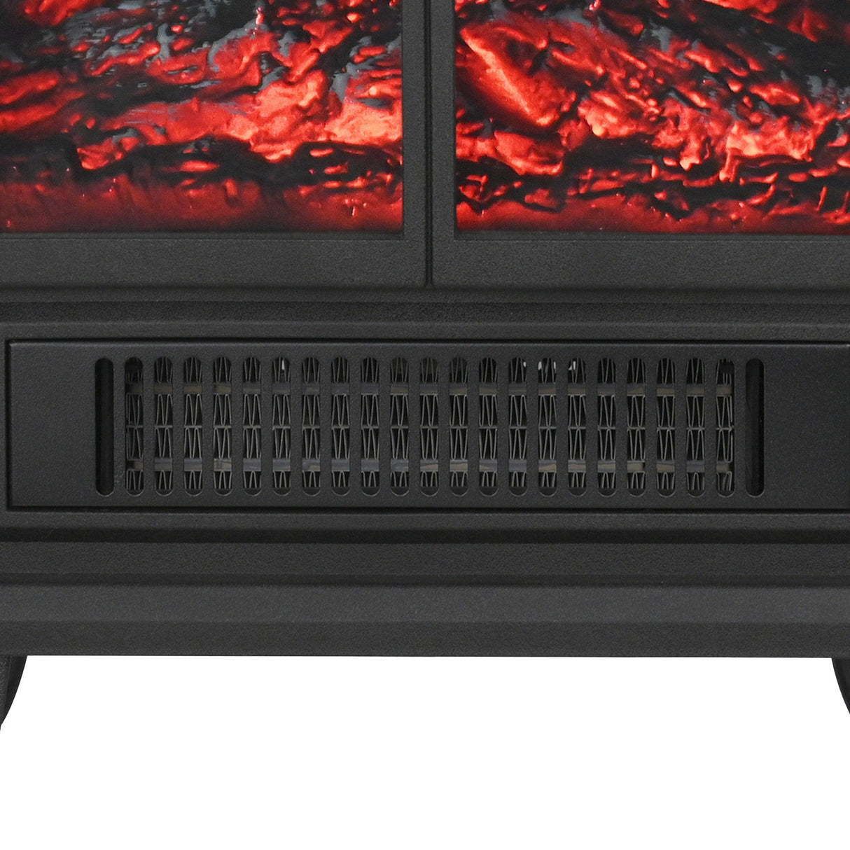 Black Electric Heater Free Standing Stove, 3D Flame Overheat Protection Adjustable Thermostat, 1500W-Parc Decor