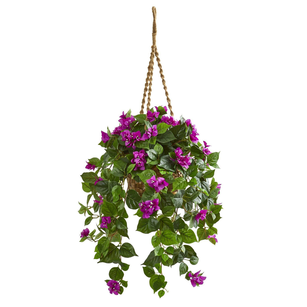 Bougainvillea Artificial Plant in Hanging Basket-Parc Decor
