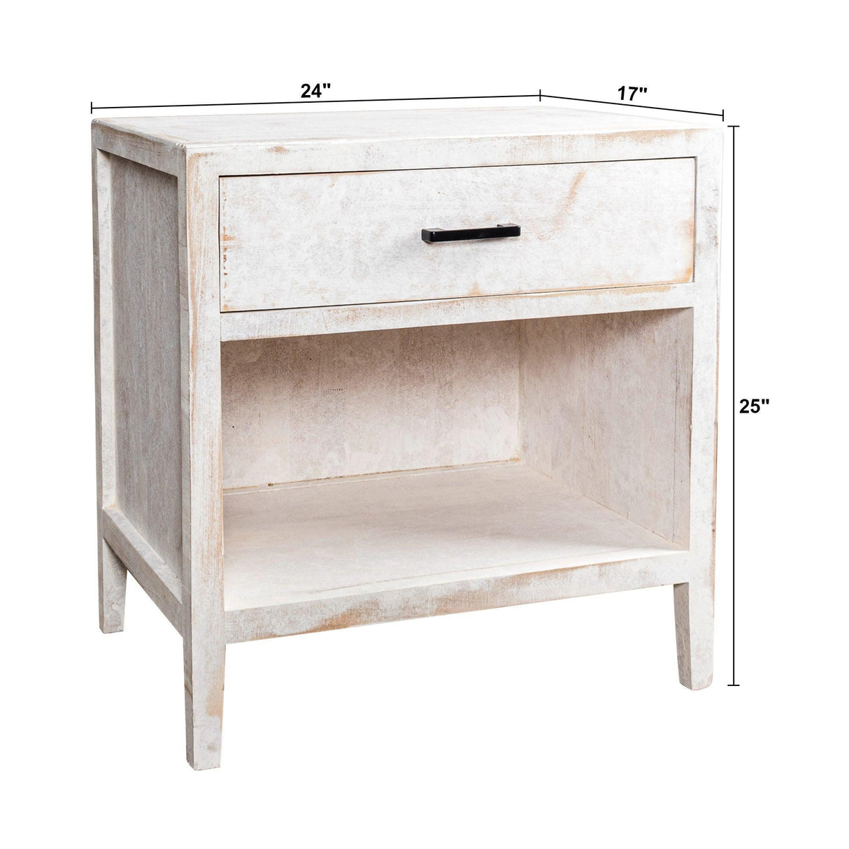 Classic Modern 1-Drawer Solid Wood White Nightstand Side Table-Parc Decor