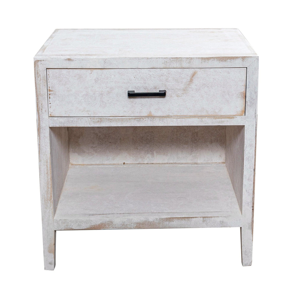 Classic Modern 1-Drawer Solid Wood White Nightstand Side Table-Parc Decor
