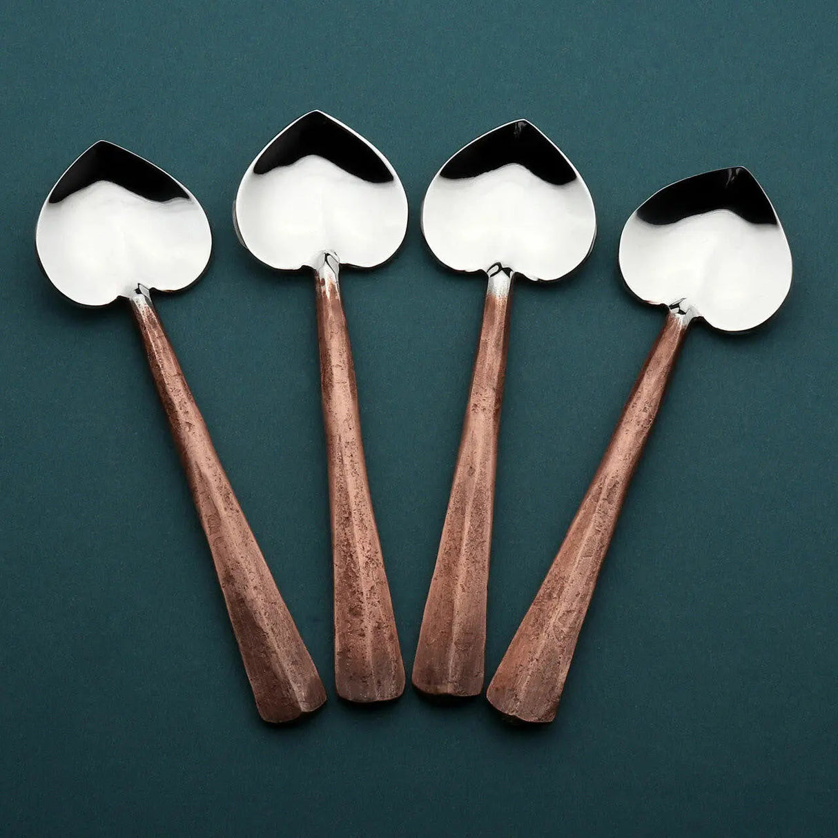 Copper Ridge Heart Coffee/Dessert Table Spoon 4 Pc. Set-Parc Decor