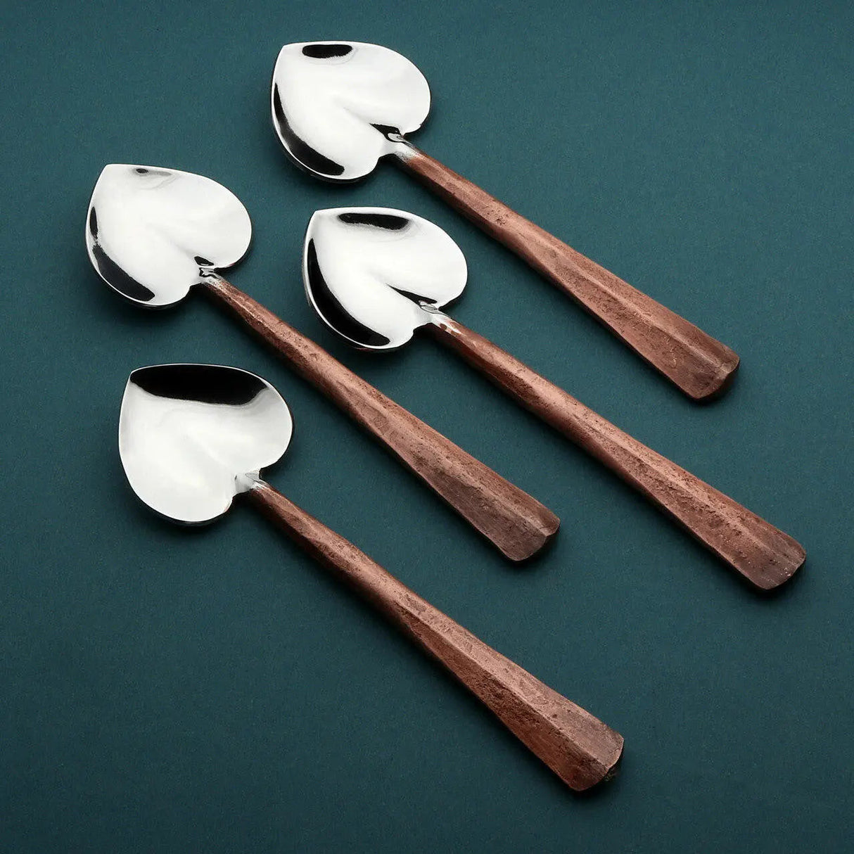 Copper Ridge Heart Coffee/Dessert Table Spoon 4 Pc. Set-Parc Decor