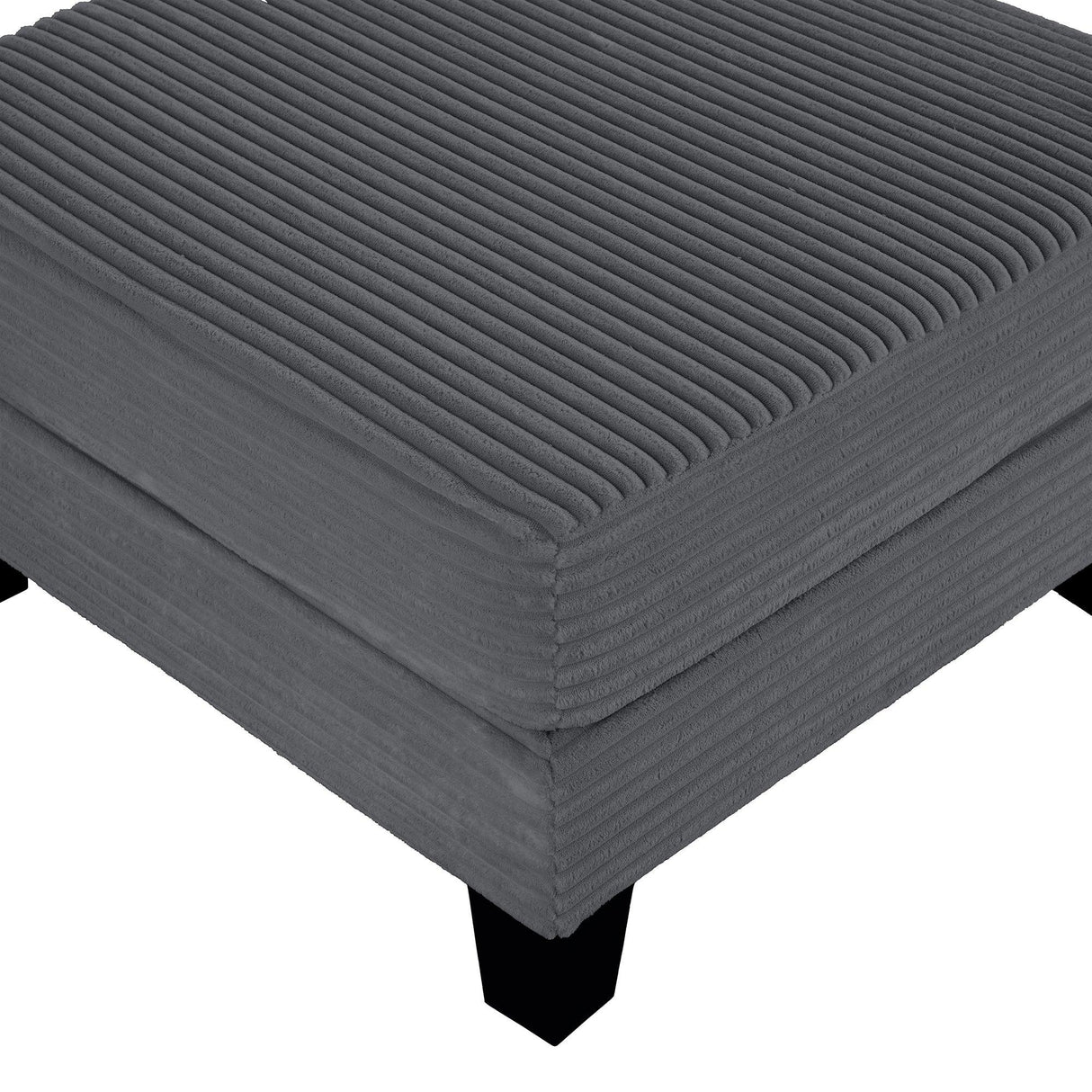 Dark Gray 3 Piece Set Comfy Sofa Couch 3-Seater & Loveseat Sofa with Storage Ottoman for Living Room with USB, Side Pockets, Pillows included-Parc Decor