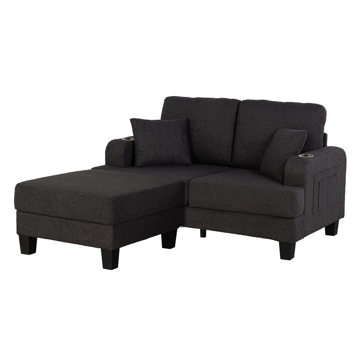 Dark Gray 3-Piece Sofa Set with Storage Ottoman & USB Charging-Parc Decor