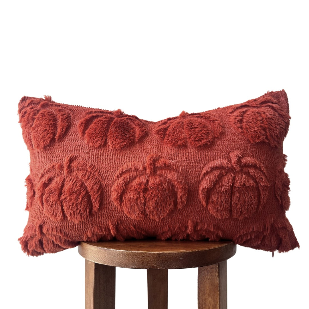 Dark Rust Pumpkin Lumbar Pillow Cover-Parc Decor