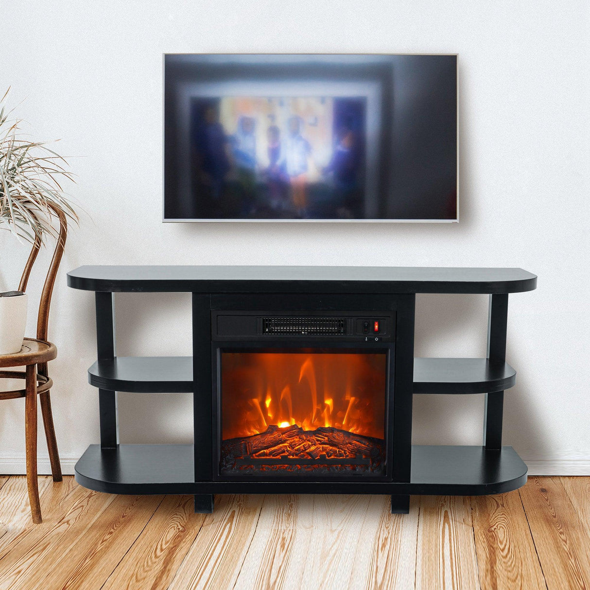 Decorative Modern 48" TV Stand with 18" Insert Electric Fireplace-Parc Decor