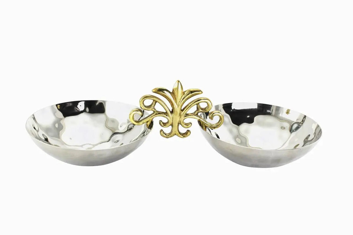 Hammered 2 Bowls with Leaf-Parc Decor